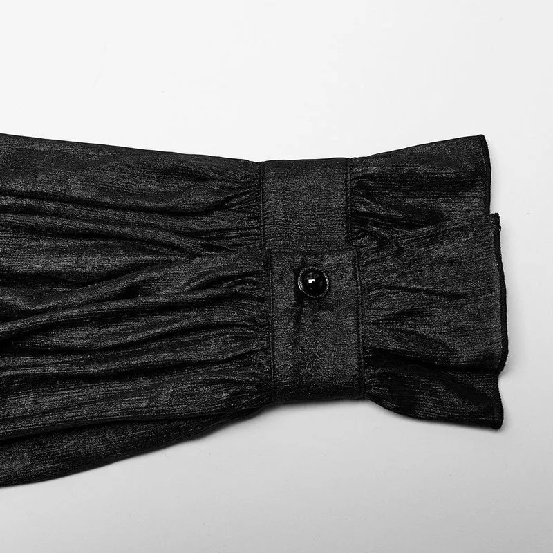 Herren-Gothic-Hemd mit Stehkragen, Puffärmeln und Rüschen