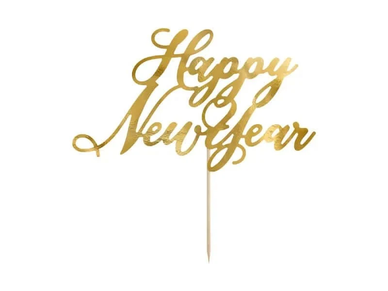 Caketopper "Happy New Year" Gold Papier