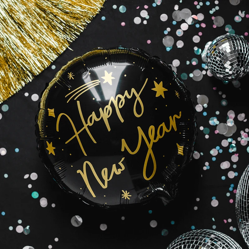 Folienballon "Happy New Year" Schwarz