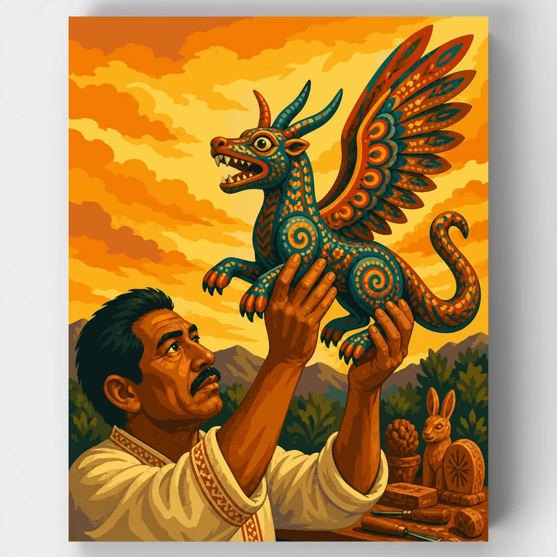 Oaxacan Alebrije Dragon - Paint by Numbers Kit