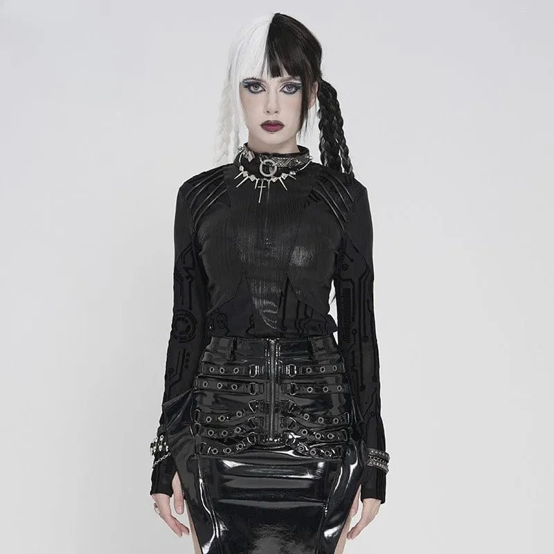Damen-Shirt mit Cyberpunk-Schaltkreis-Print
