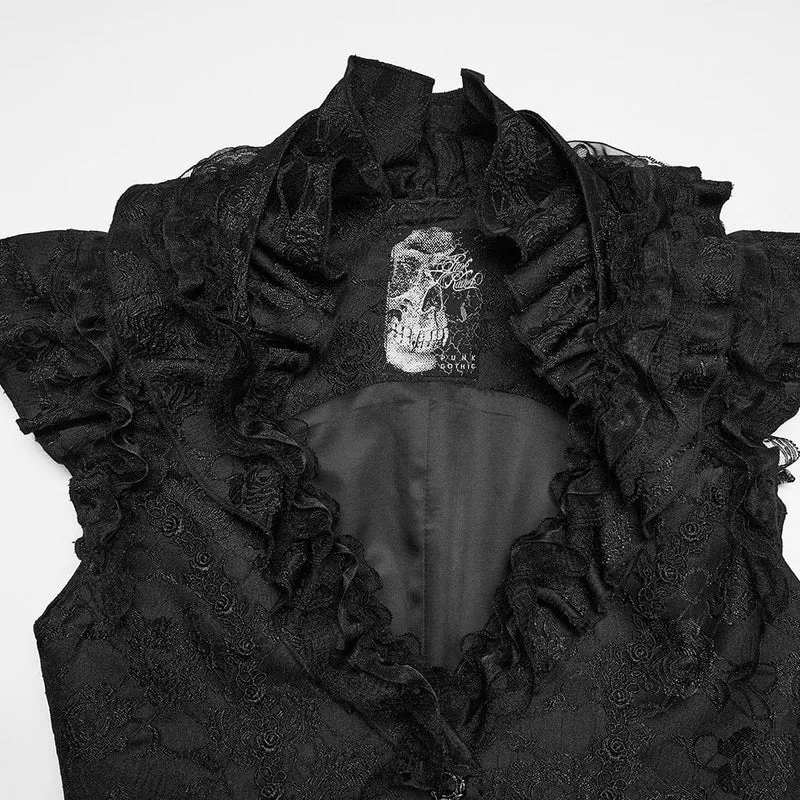 Gothic-Jacquard-Rüschen-Lagenrock-Weste für Damen