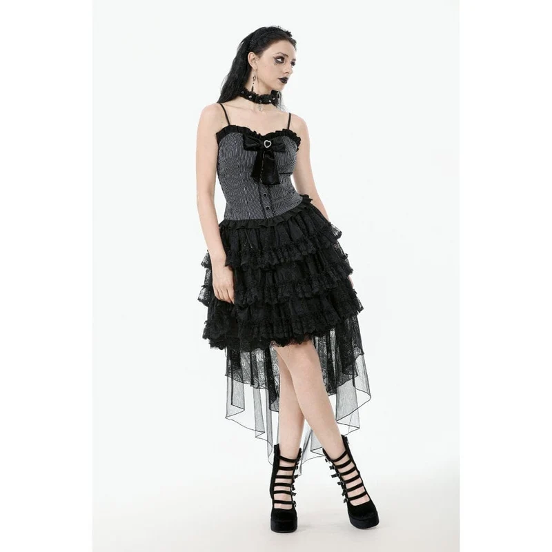 Gothic-Mehrschicht-High/Low-Spitzenrock für Damen