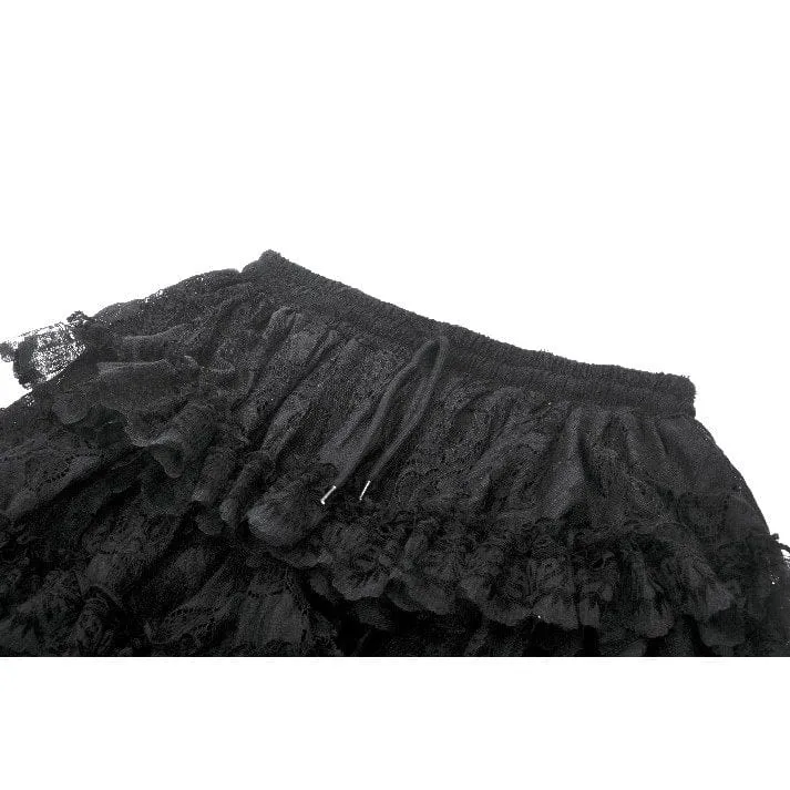 Gothic-Mehrschicht-High/Low-Spitzenrock für Damen