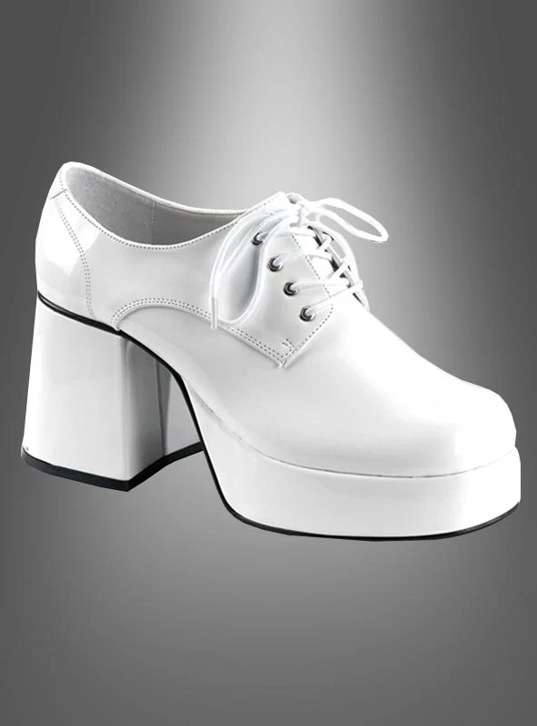 Weiße Plateau Schuhe für Herren 70er Jahre