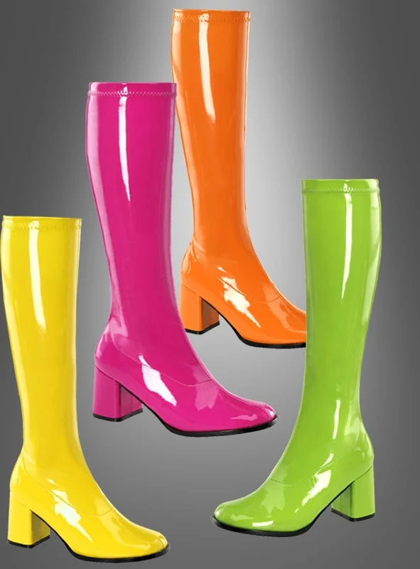 70er Jahre Stiefel Lackstiefel