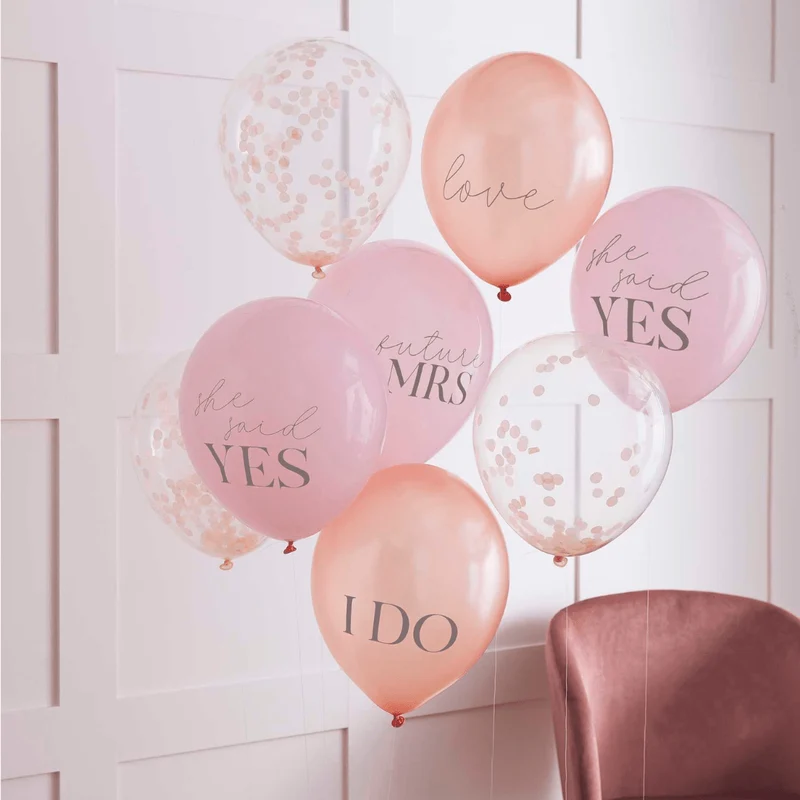 Luftballon Ø 30cm "She said yes" Rosa 8 Stk.