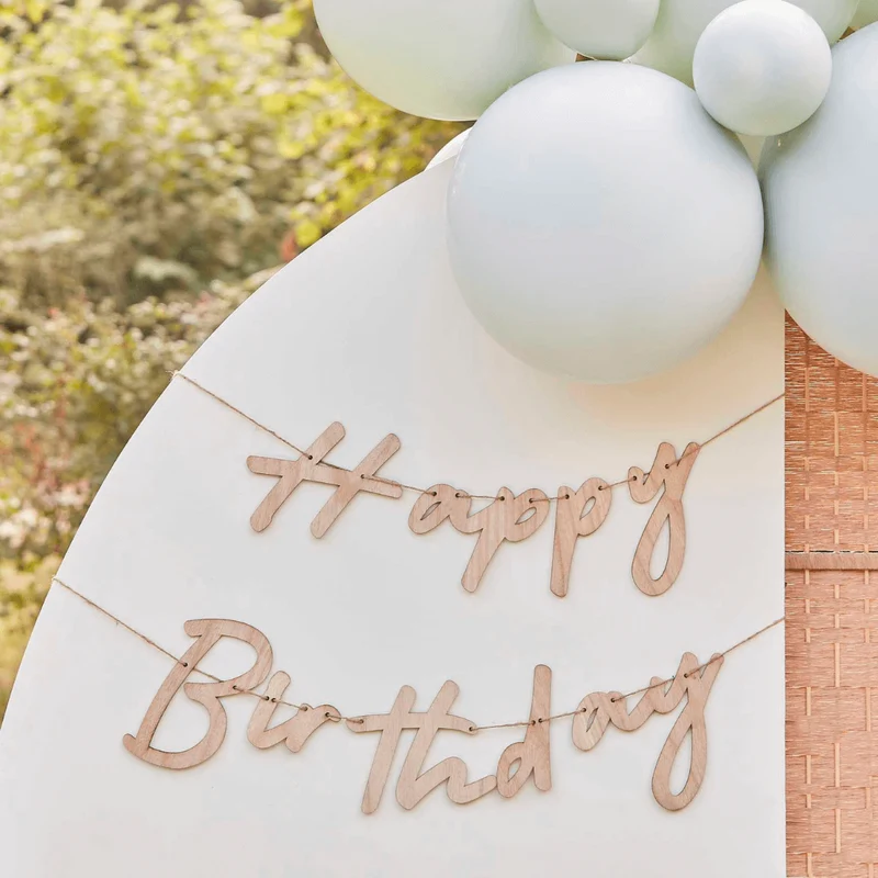 Girlande "Happy Birthday" Holz