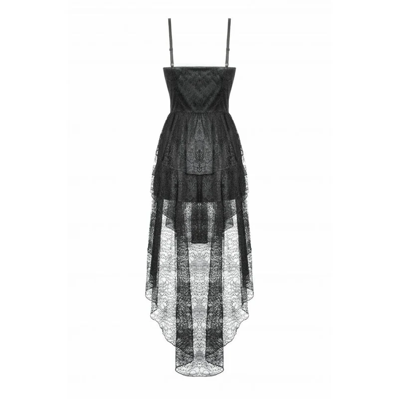 Gothic-Damenkleid mit mehreren Lagen aus Spitze und Meerjungfrauenschnitt, Abschlusskleid