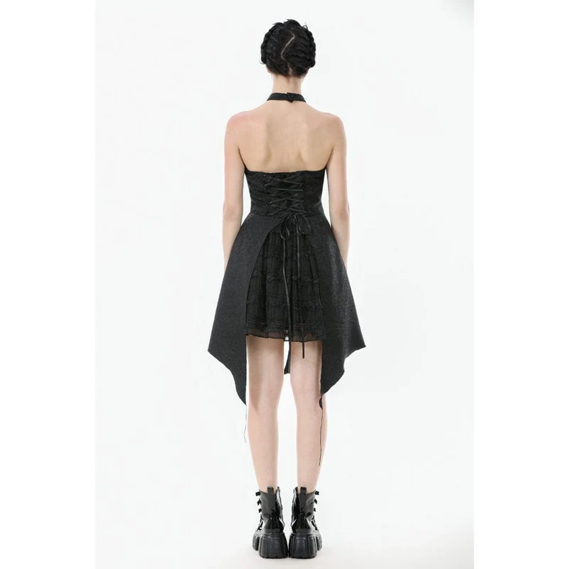 Gothic-Spitzenkleid mit Neckholder für Damen, ideal für Partys und Abschlussfeiern