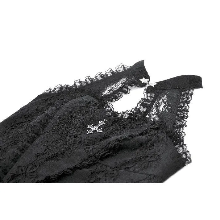 Gothic Neckholder-Kurzkleid aus Spitze für Damen