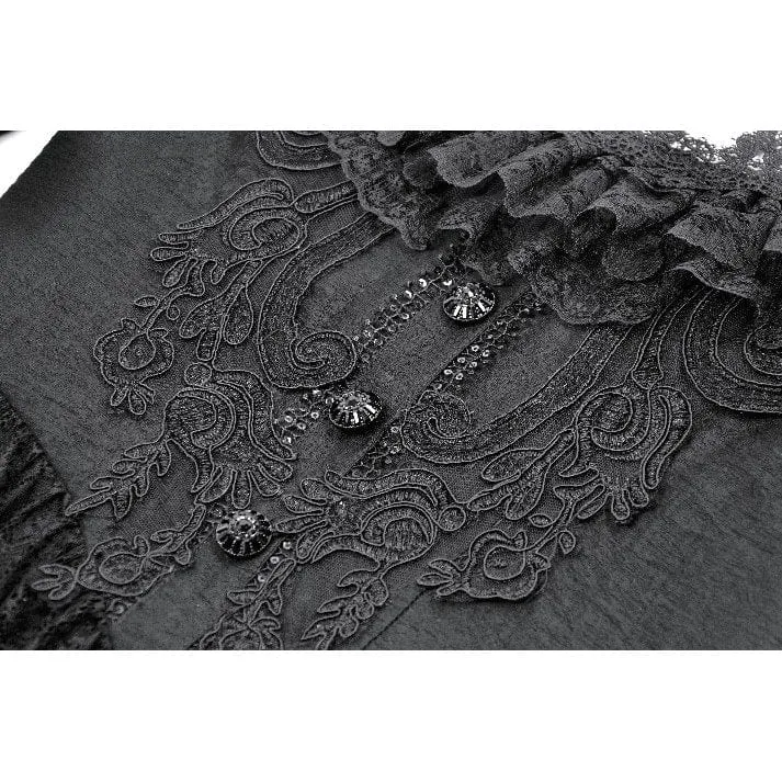 Gothic-Kleid mit Spitze, Rüschenkragen und ausgestellten Ärmeln für Damen