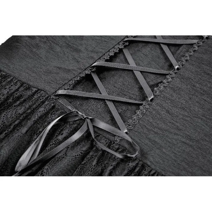 Gothic-Kleid mit Spitze, Rüschenkragen und ausgestellten Ärmeln für Damen