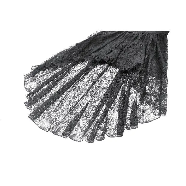 Gothic-Kleid mit Spitze, Rüschenkragen und ausgestellten Ärmeln für Damen