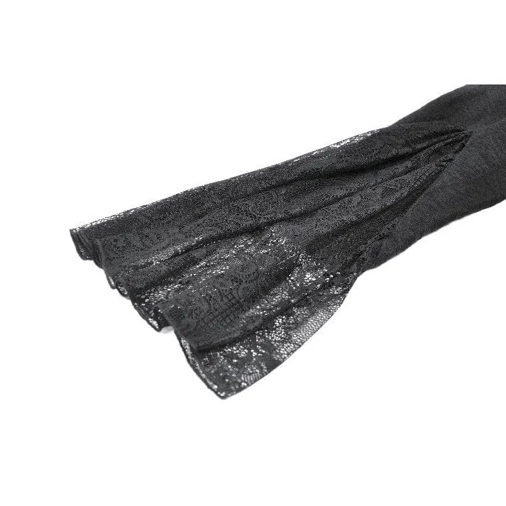 Gothic-Kleid mit Spitze, Rüschenkragen und ausgestellten Ärmeln für Damen
