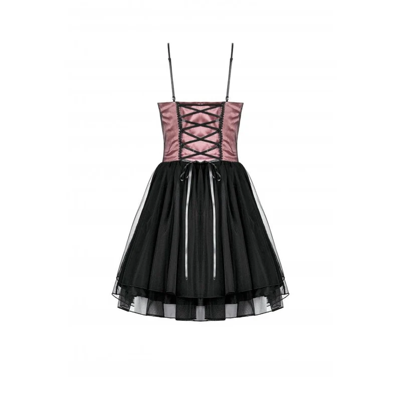 Gothic-Satin-Mehrlagen-Slipkleid für Damen, Abschlusskleid