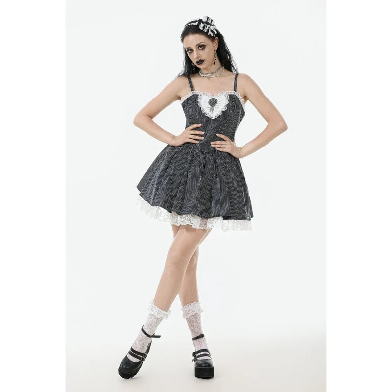 Gothic Lolita Nadelstreifen-Unterkleid für Damen, Abschlusskleid