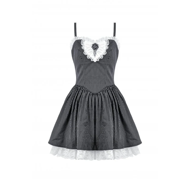 Gothic Lolita Nadelstreifen-Unterkleid für Damen, Abschlusskleid