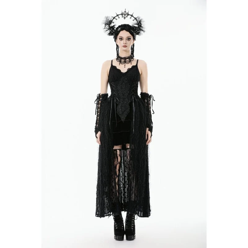 Gothic-Brautkleid mit Blumenstickerei und Schnürung für Damen