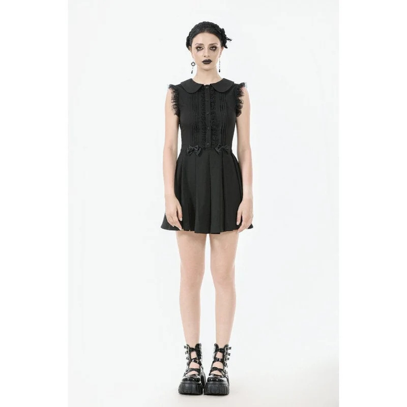 Gothic-Kleid mit Schleife, Falten und ärmellos für Damen, Abschlusskleid
