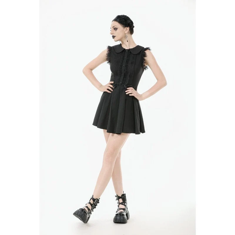 Gothic-Kleid mit Schleife, Falten und ärmellos für Damen, Abschlusskleid