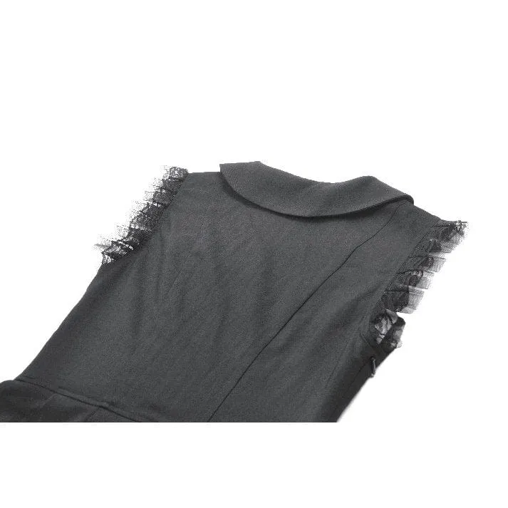 Gothic-Kleid mit Schleife, Falten und ärmellos für Damen, Abschlusskleid