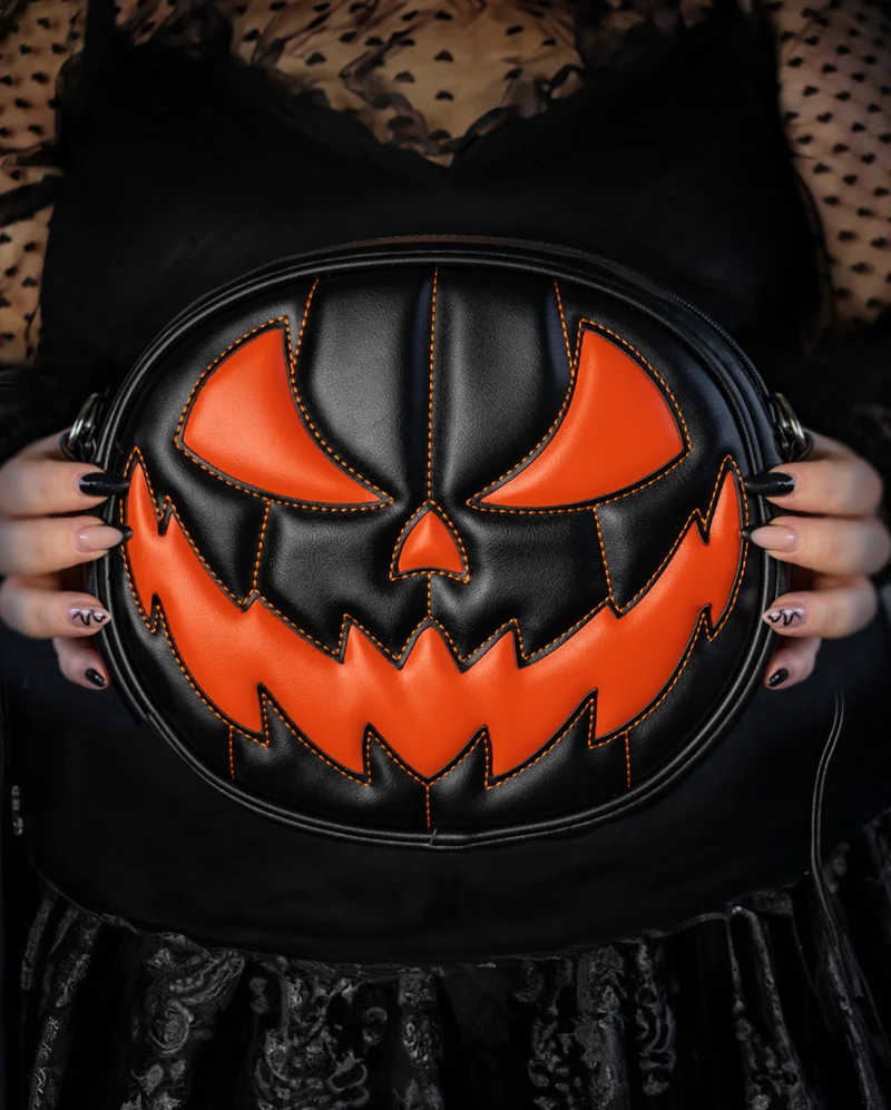Jack O'Lantern Kürbis Handtasche Schwarz