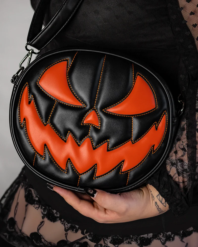 Jack O'Lantern Kürbis Handtasche Schwarz