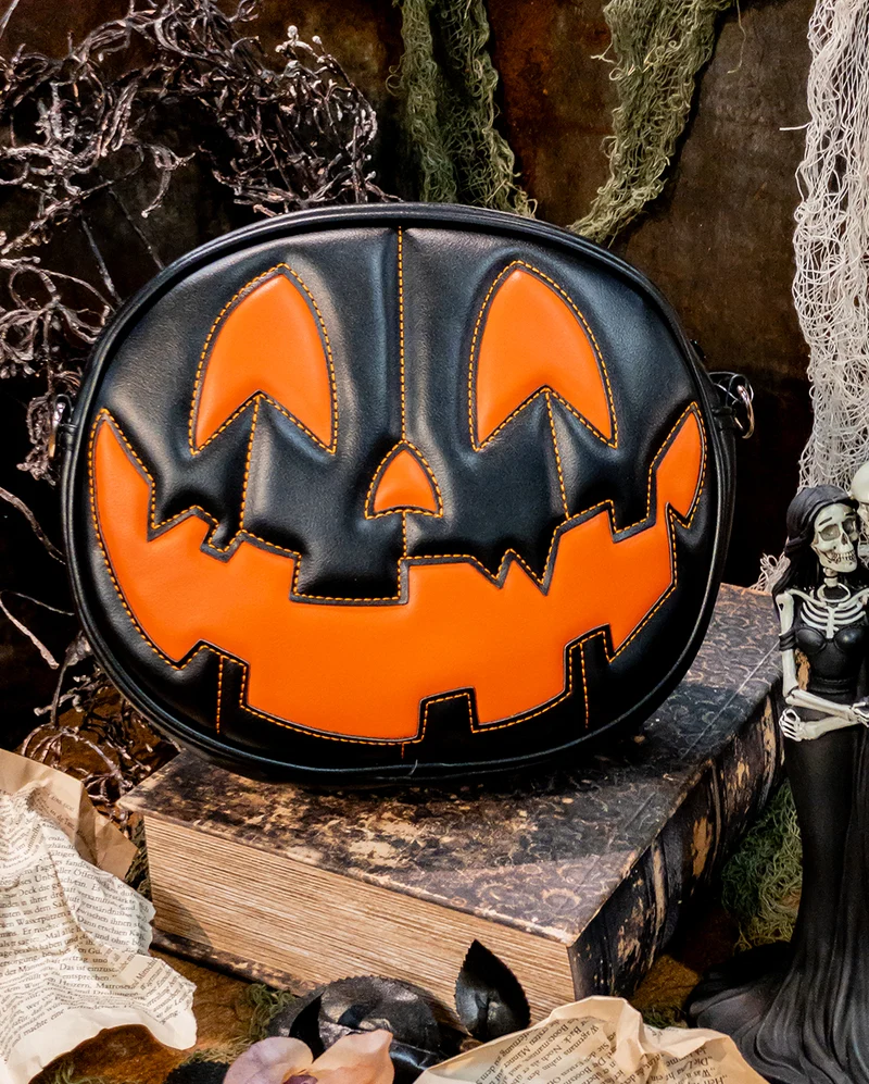 Jack O'Lantern Kürbis Handtasche Schwarz