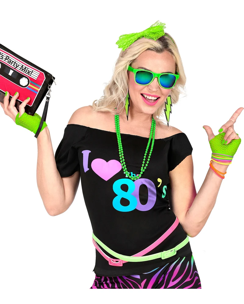 Fingerlose Kurze Netzhandschuhe Neon Grün