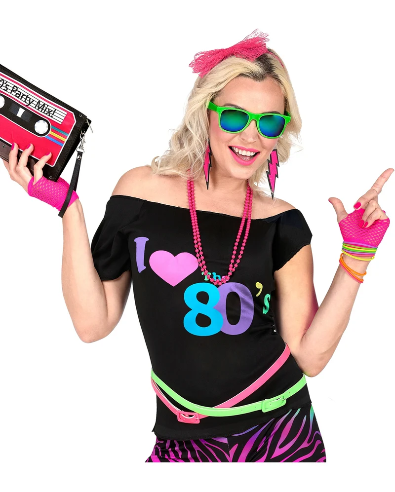Fingerlose Kurze Netzhandschuhe Neon Pink