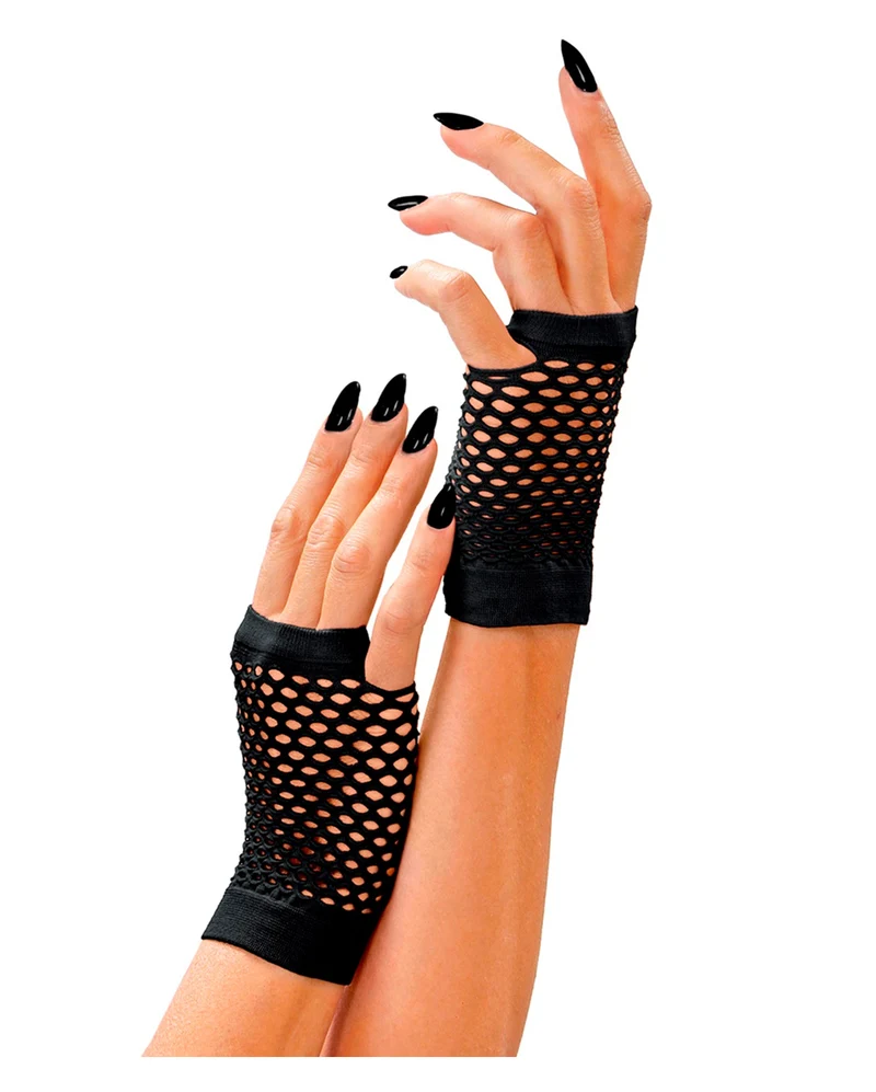 Fingerlose Kurze Netzhandschuhe Schwarz