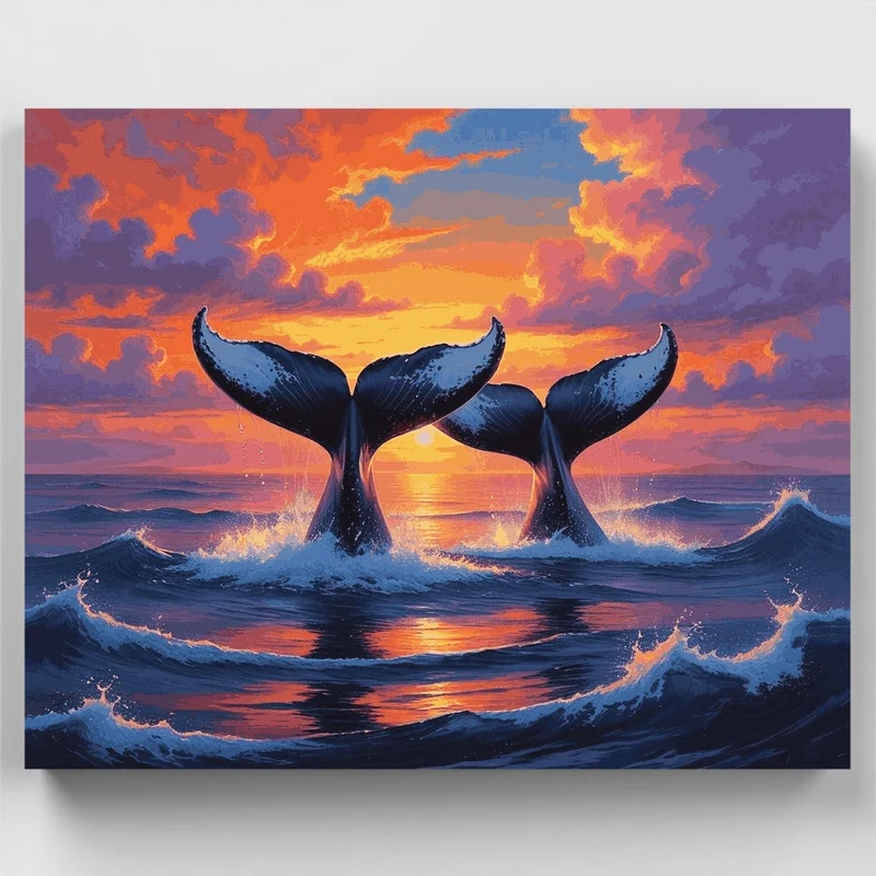 Whale Tails at Sunset - Paint by Numbers Kit