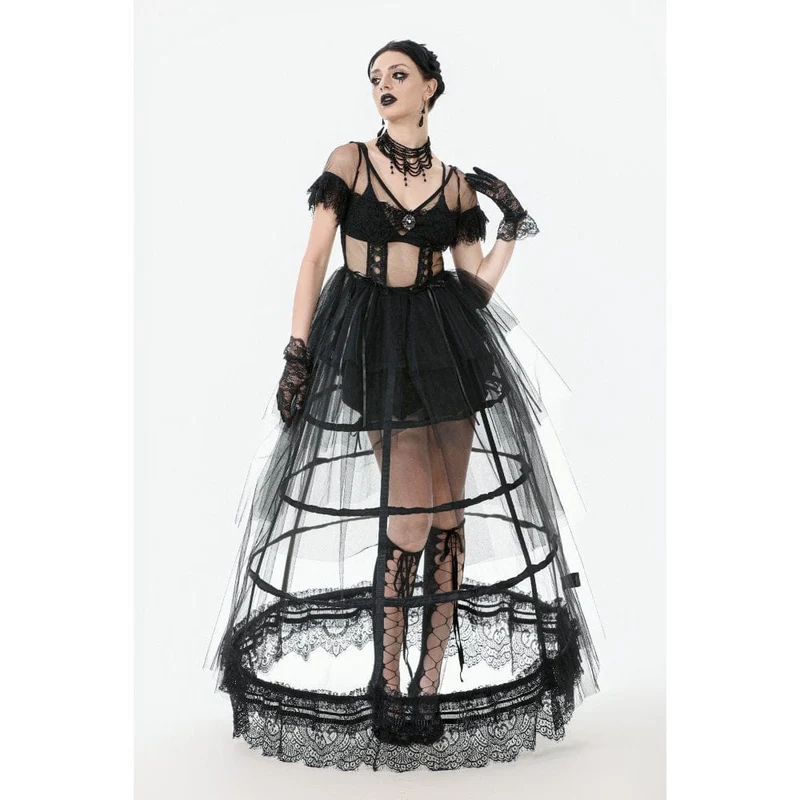 Gothic-Mehrschichtkleid aus transparentem Netzstoff für Damen