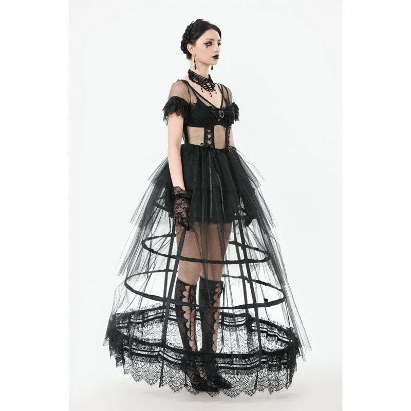 Gothic-Mehrschichtkleid aus transparentem Netzstoff für Damen