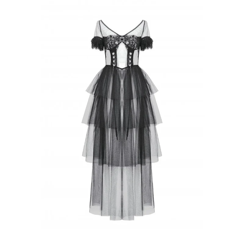 Gothic-Mehrschichtkleid aus transparentem Netzstoff für Damen