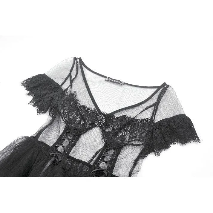 Gothic-Mehrschichtkleid aus transparentem Netzstoff für Damen