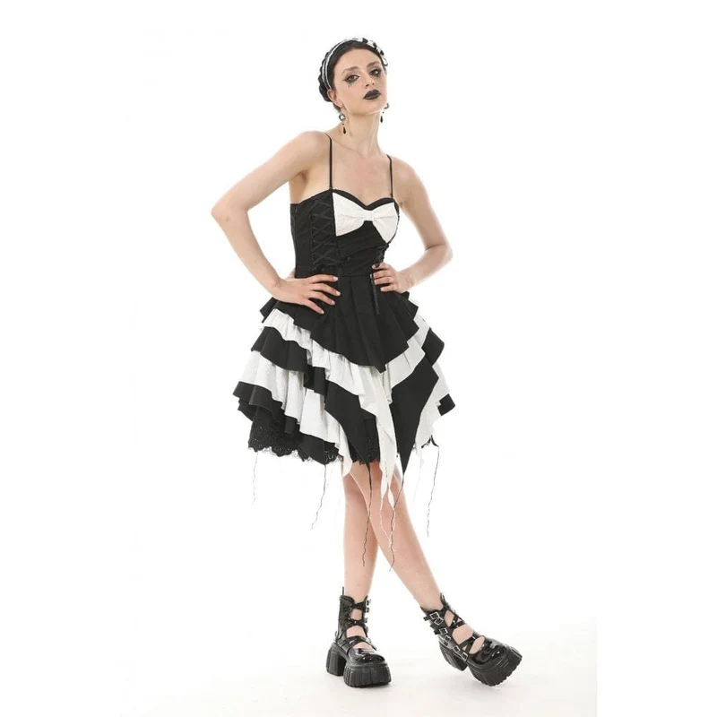 Gothic Lolita Slip-Kleid mit Schleife in Kontrastfarbe für Damen
