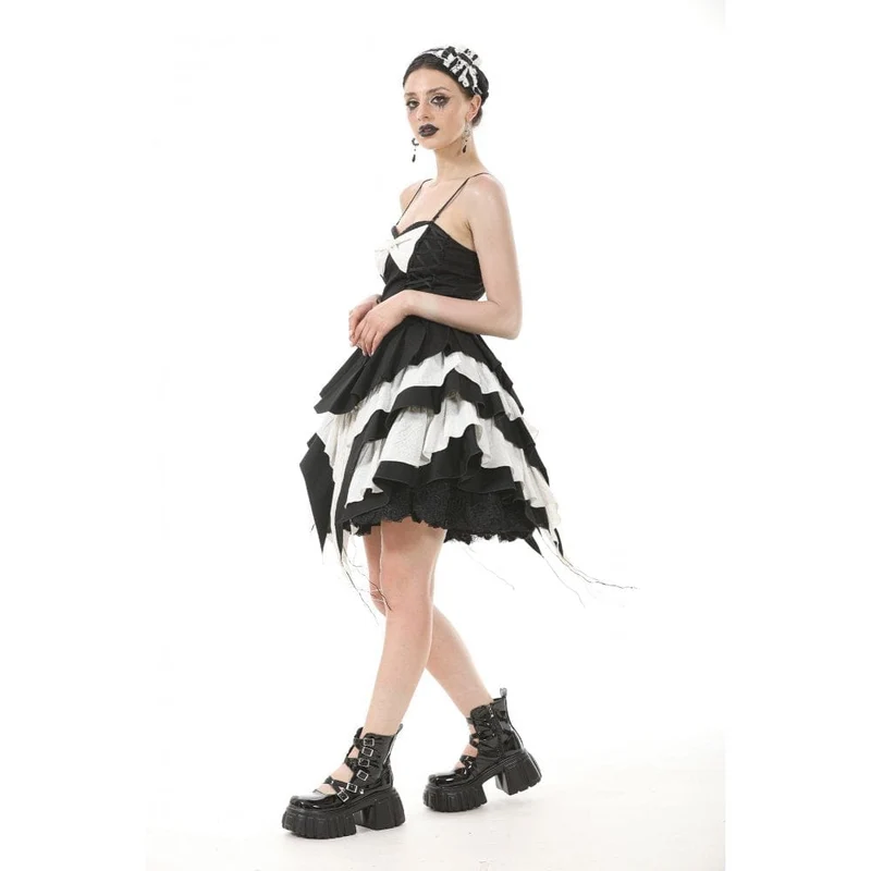 Gothic Lolita Slip-Kleid mit Schleife in Kontrastfarbe für Damen