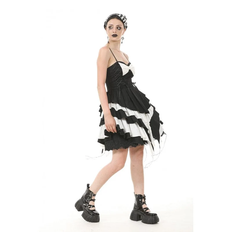 Gothic Lolita Slip-Kleid mit Schleife in Kontrastfarbe für Damen
