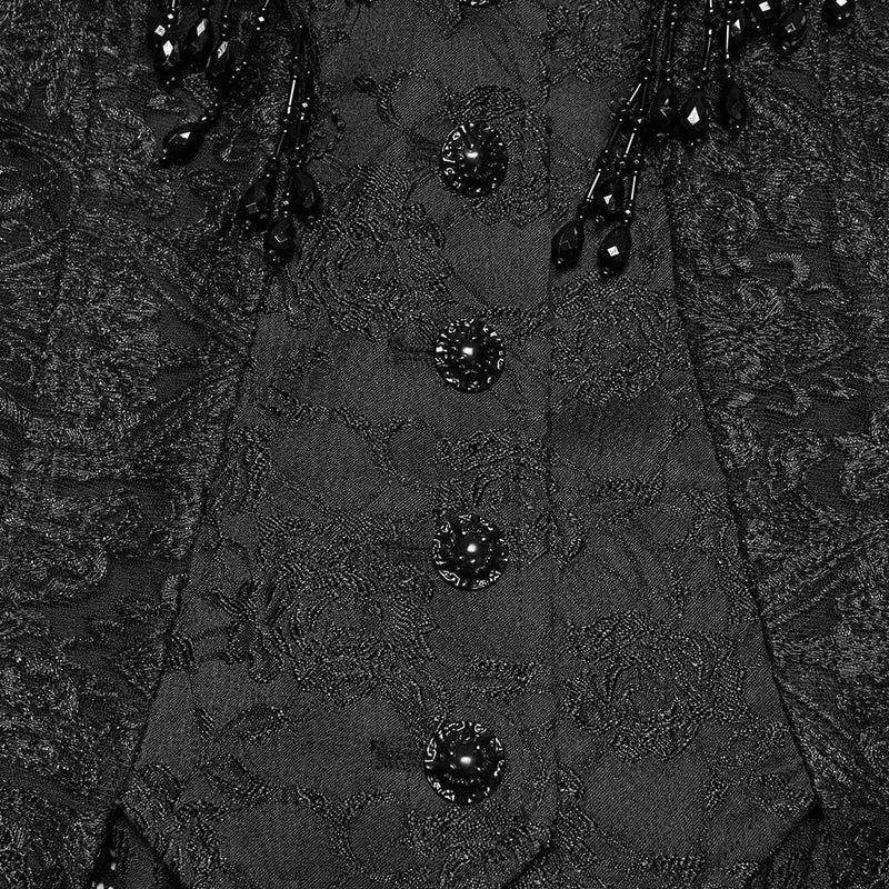Gothic-Weste für Damen aus Jacquard-Spitze mit Perlenbesatz