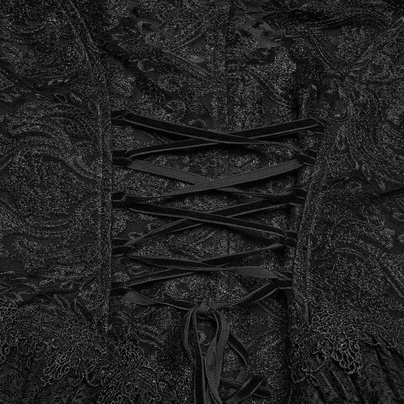 Gothic-Weste für Damen aus Jacquard-Spitze mit Perlenbesatz