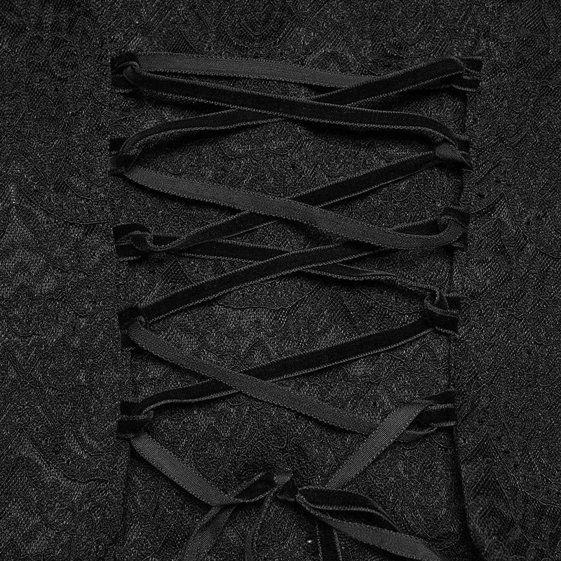 Gothic-Spitzenbluse für Damen mit Umlegekragen und Puffärmeln