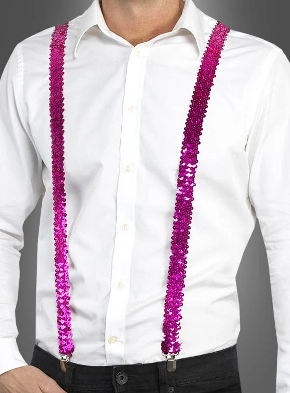 Pailletten Hosenträger pink