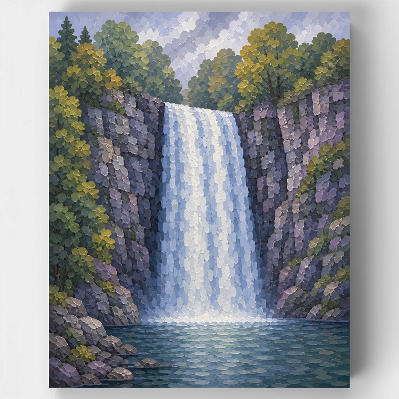 Mosaic Waterfall Gorge - Paint by Numbers Kit
