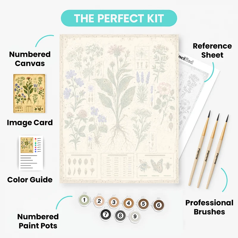 Vintage Wildflower Field Guide - Paint by Numbers Kit