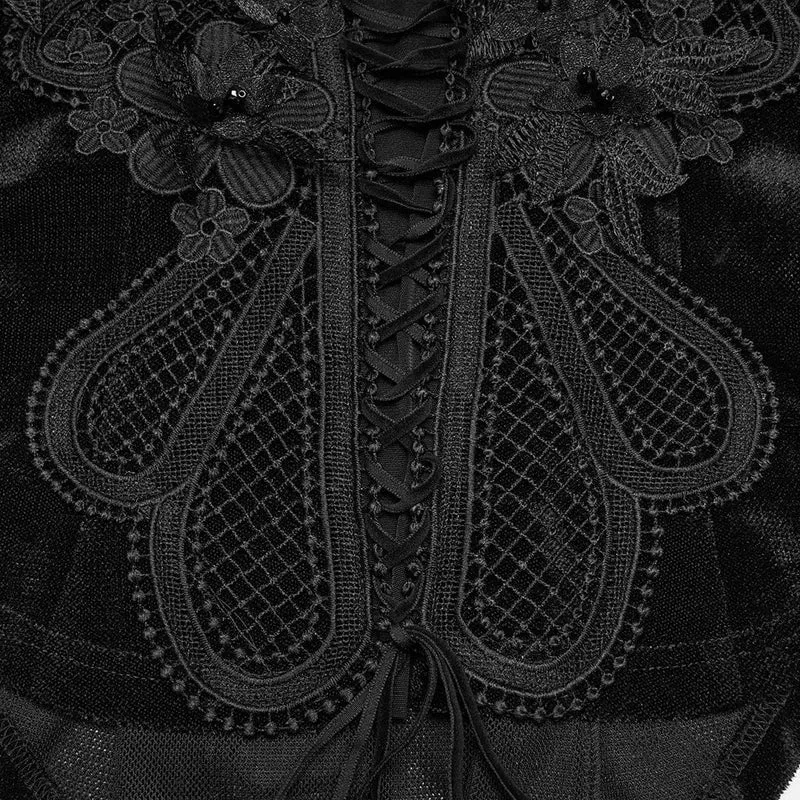 Gothic-besticktes, langärmeliges Oberteil für Damen mit Schnürung