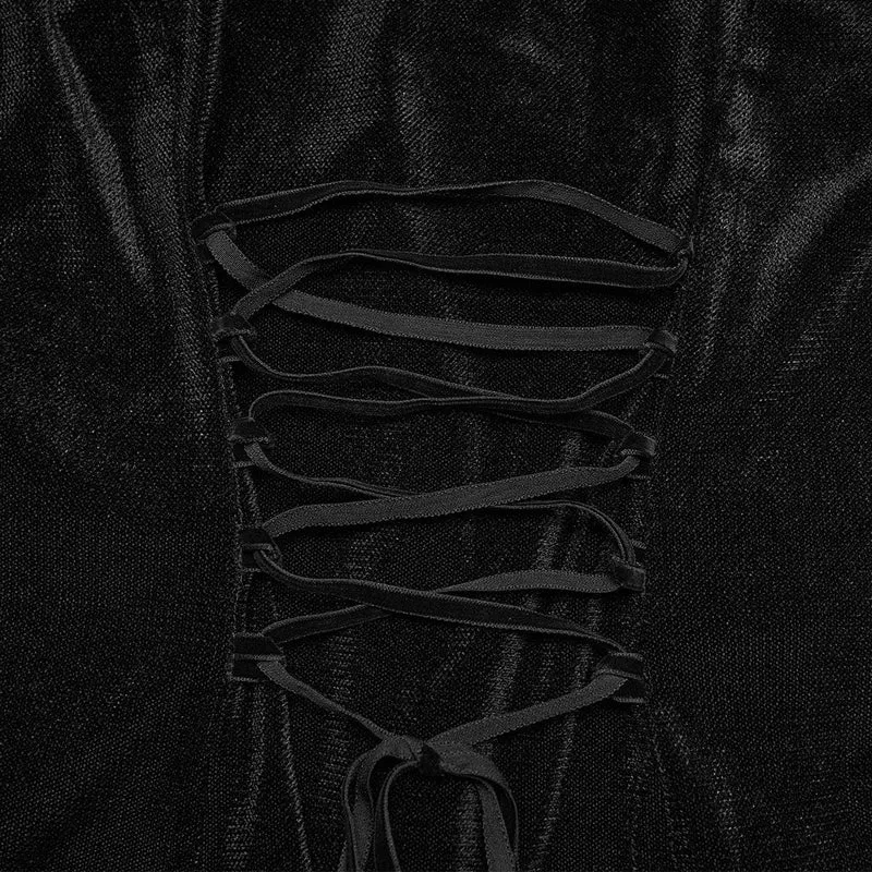 Gothic-besticktes, langärmeliges Oberteil für Damen mit Schnürung