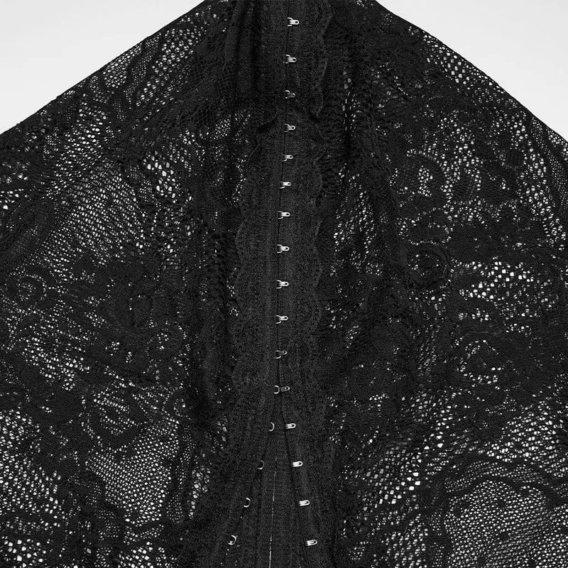 Gothic-Kleid mit Raffungen und Kapuze, Nonnenkleid für Damen, Hochzeitskleid