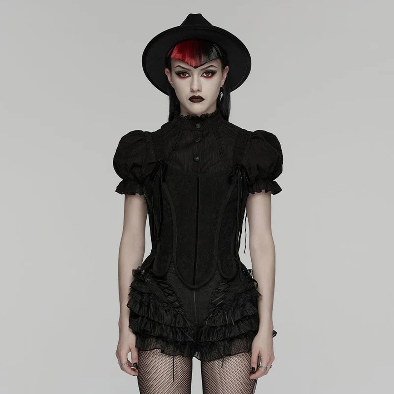 Gothic-Shorts für Damen, mehrlagig, gerüscht, gestuft